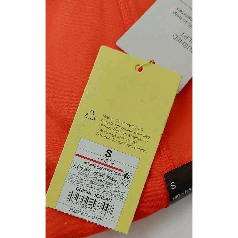 All In Motion Women's Size Small High Rise Bike Short Orange Scuplt UPF 50+ - Picture 9 of 10